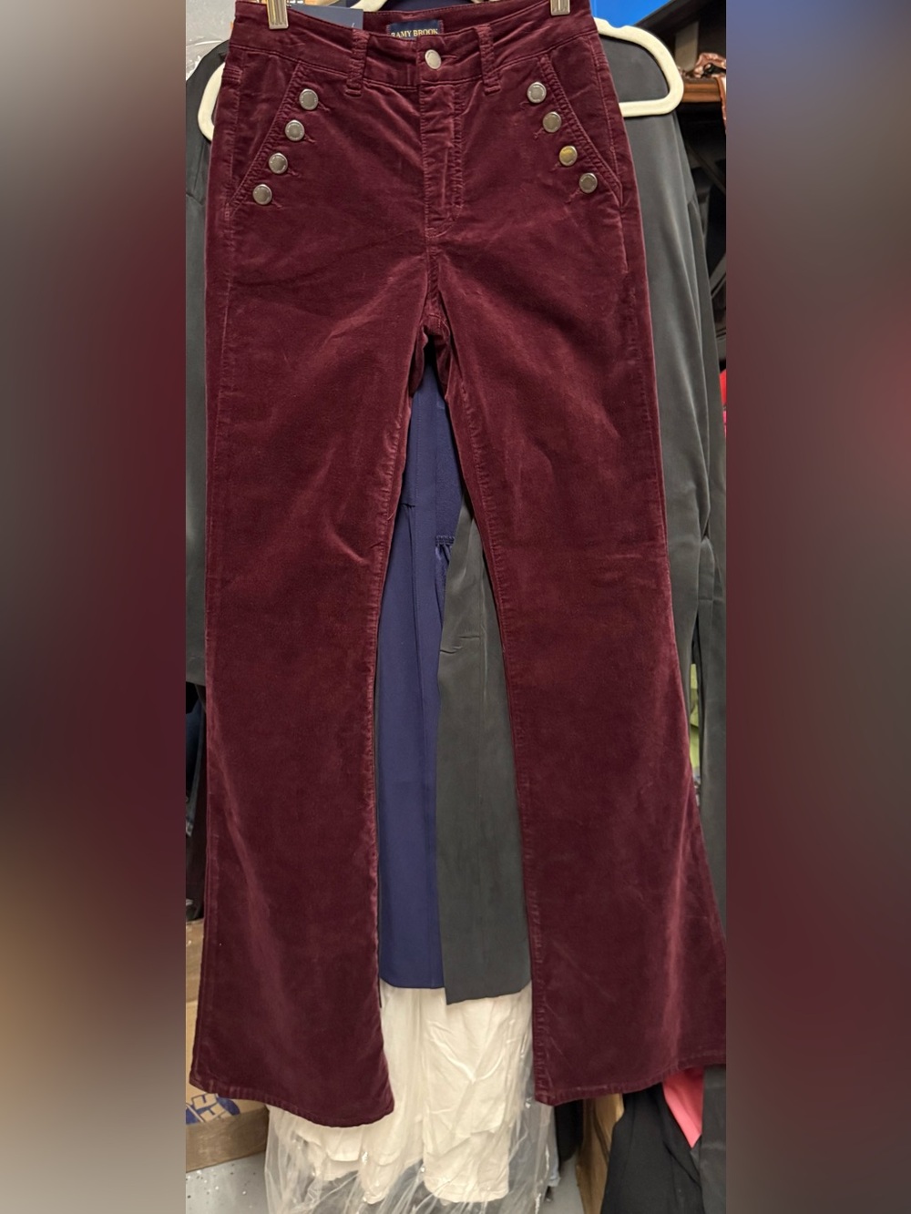 Ramy Brook Burgundy Corduroy Button-Front womens Pants